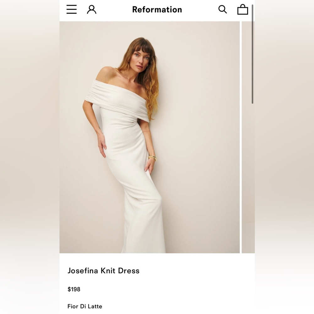 Reformation Strapless Cream Knit Dress